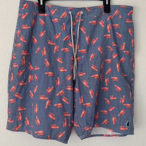 Johnnie-O XXL Swim Trunks Surfboard  Print Blue White Dot Men's Beach Shorts - Picture 1 of 8